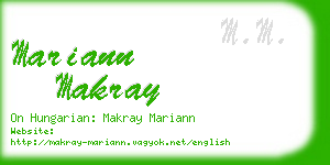 mariann makray business card